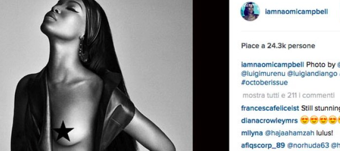 Naomi Campbell all'attacco contro Instagram